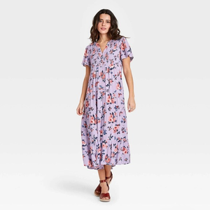 Knox Rose Sweet Lilac Floral Midi Dress‎